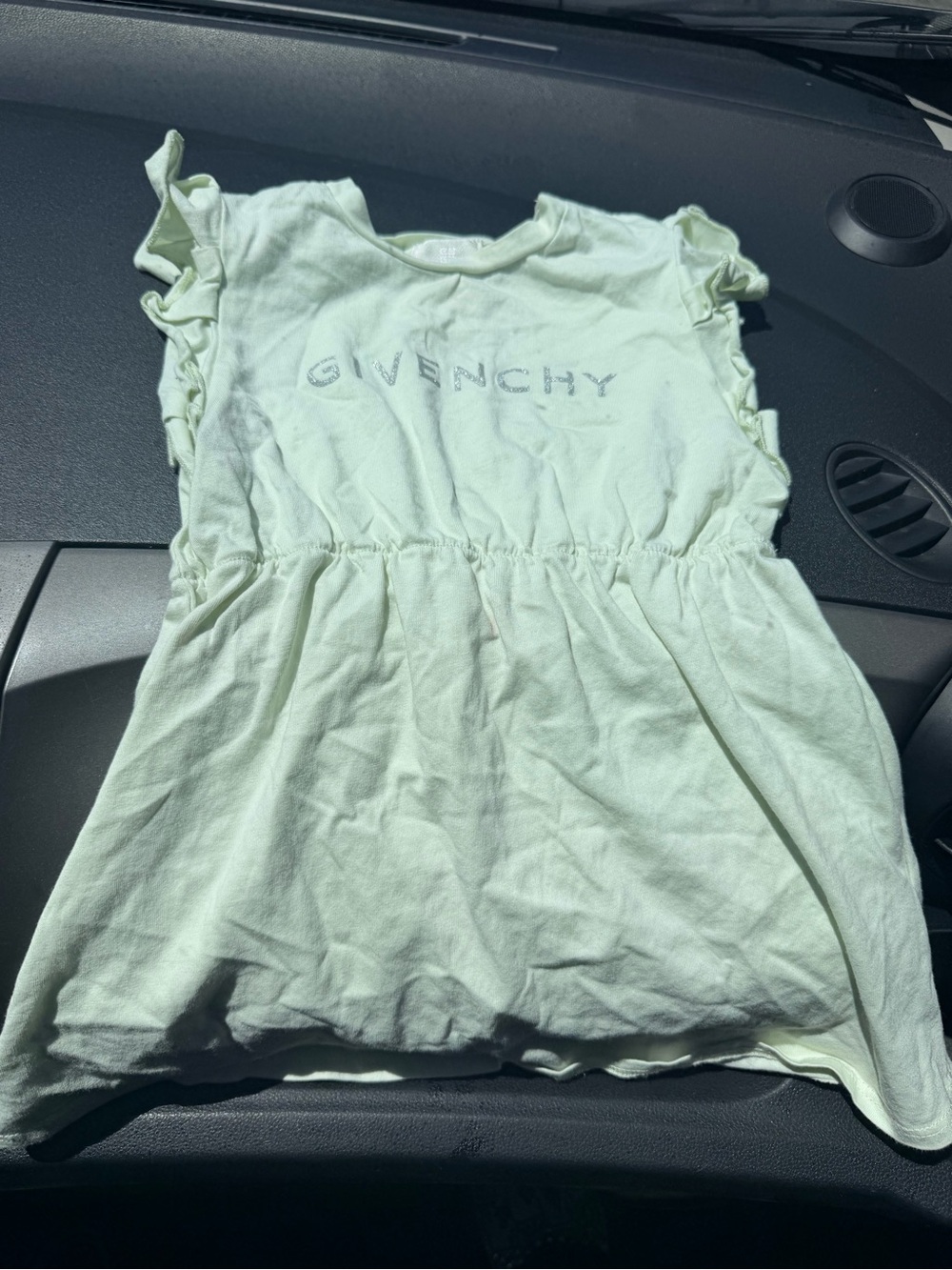 Givenchy Kids Mint Green Ruffle Sleeve Dress Top